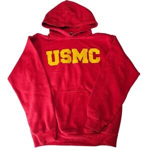 USMC US Marine Corps Red & Yellow Hoodie Sweatshirt MV Sport Unisex S 3894
